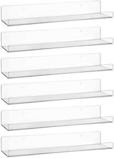 PromoHome Transparante Zwevende Wandplanken Set - 6 Stuks - 38 cm - Ruimtebesparend
