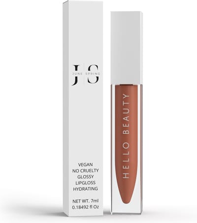 June Spring Lipgloss - Kleur: Bruin - Vegan & Bio Lipgloss - Hydraterend & Hoge Kwaliteit - Blijft 8 uur zitten - Volume Lipgloss - Langhoudende Lip Gloss - Lipstick - 'Hello Beauty' - Biologische & Vegan Make-Up