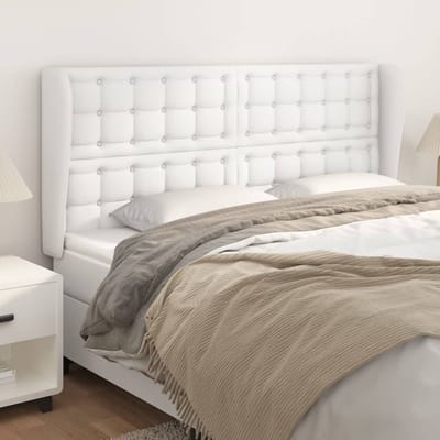 vidaXL - Hoofdbord - met - randen - 163x23x118/128 - cm - kunstleer - wit