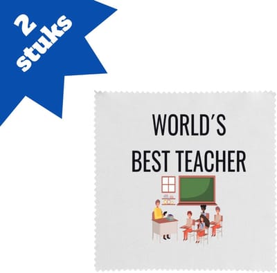 Akyol - worlds best teacher brillendoekjes - Docent - cadeau docent - cadeau - juf bedankt cadeau - meester bedankt cadeau - leerkracht bedankt cadeau - cadeau - 17,8 bij 17,8 cm - 2 stuks