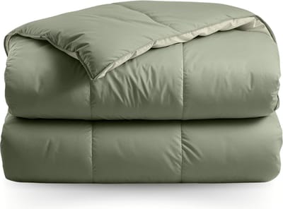 Zelesta Deluxe Duo Olive & Mint 140x200 - Dekbed zonder overtrek - 30 dagen proefslapen - Eco Cloud vulling - Wasbaar hoesloos dekbed - Bedrukt dekbed - Percal katoen dekbed - All Year Winterdekbed & Zomerdekbed