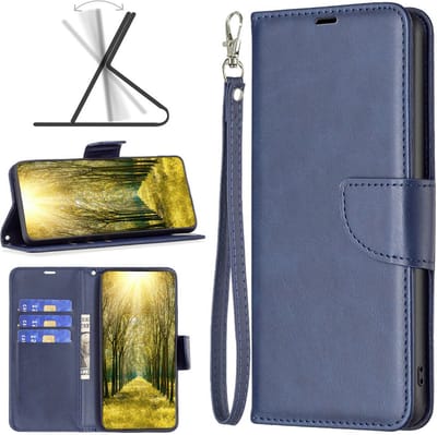 MobyDefend Hoesje - Geschikt voor Motorola Moto G84 - Wallet Book Case Met Koord - Blauw