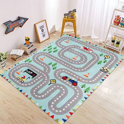 Stadsracebaan Kinderspel Grote Oppervlakte Vloerkleden Jongens Slaapkamer Decoraties Tapijt voor Woonkamer Antislip Kindervloermat 50X80CM
