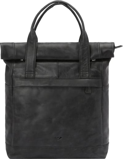 VOi Leren Laptop rugzak Rugzak met laptopvak City Cowboy Marlou Backpack Black Zwart