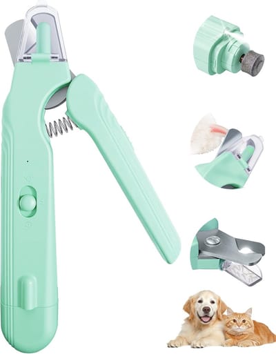 VHV - Nagelknipper hond - Nagelvijl hond - Elektrische nagelvijl - Kattennageltrimmer - 2-in-1 - Met LED verlichting - Oplaadbaar - Veilig - Voor honden en katten - Groen