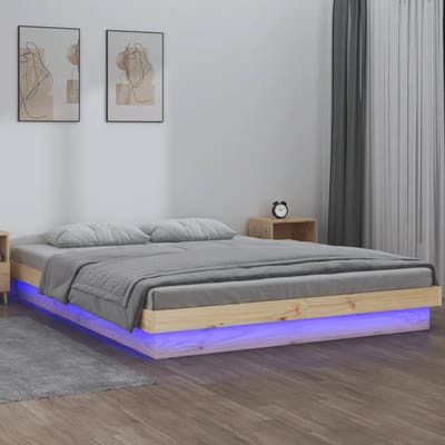 vidaXL - Bedframe - LED - massief - hout - 140x190 - cm