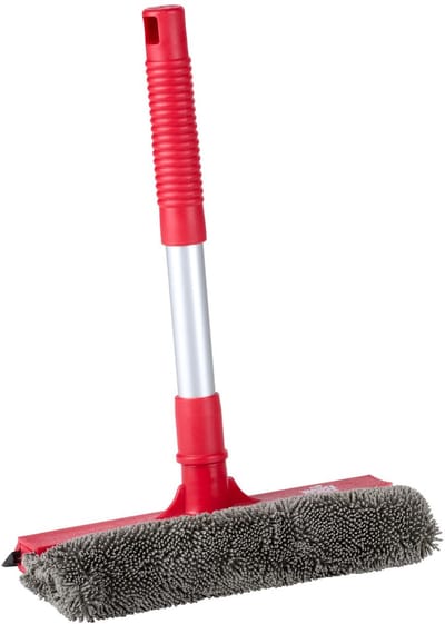 Dirt Devil Autoruitenreiniger 2-in-1 - Raamtrekker Auto met Microvezel Spons Auto - Autoruit Wisser met Steel en Squeegee Auto - Voorruit Reiniger - 28 x 20 cm - Rood Grijs