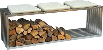 Houtrek Binnen - Houtopslag - Haardhout Opbergen - Stabiel Design - 150cm Breed - Zilverkleurig