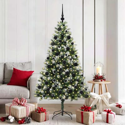 vidaXL - Kunstmatige - Scharnierende - Kerstboom - met - Gevlokte - Sneeuw - Warmwit