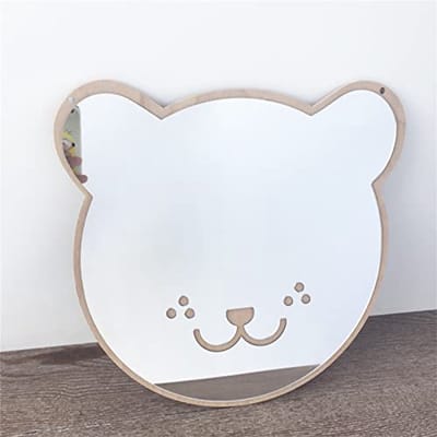Kinderkamerspiegel 3D Wandspiegel met Acryl Stickers en Houten Afwerking - Veilige Wanddecoratie voor Kinderen
