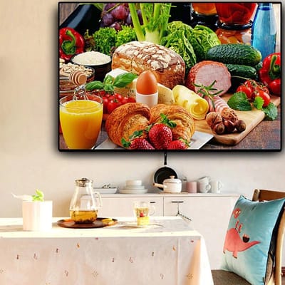 Allernieuwste Canvas Schilderij Overvloedig Ontbijt - Realistisch - Poster - Woonkamer - 70 x 100 cm  - Kleur