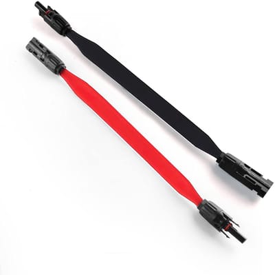 TEOV SOLAR 1 paar zonnekabels, raamdoorvoer, 100 cm, plat, met stekker en koppeling, fotovoltaïsche module-kabel, platte vensterdoorvoer op zonne-energie