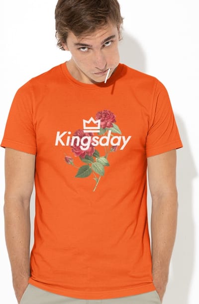 Oranje Koningsdag T-shirt - MAAT XS - Heren Pasvorm - Kingsday Rose