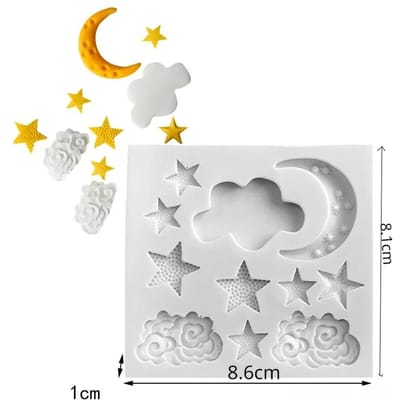 Maan Sterren Wolken Taart Decoratie Mal Fondant Siliconen Taart Mal DIY Chocolade Mousse Keuken Bakvorm Snoep Gebak Bakgerei grijs