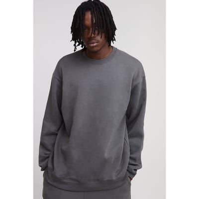 Tall Essential Oversized Crew Neck Sweatshirt | Charcoal | Size Small