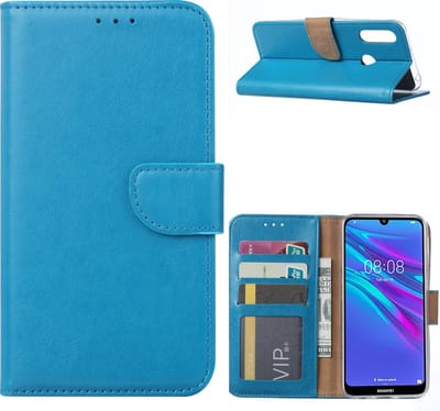 Ntech Portemonnee Hoesje/Book Case met Opbergvakjes & Magneetflapje Geschikt voor Huawei Y6 2019 - Turquoise