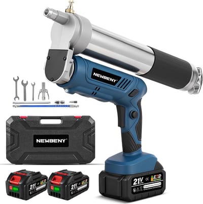 NewBeny Accu Vetpers - 2-in-1 Elektrische Vetspuit - met 2x Accu's en Draagtas - 14.000 PSL - Professionele vetspuit - Vetspuitset