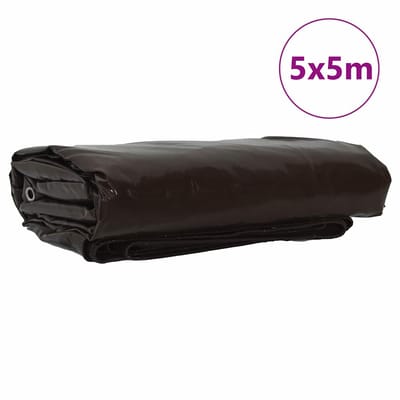 vidaXL - Zeil - 650g - / - m² - Bruin - 5 - x - 5 - m - Canvas - met - PVC-coating