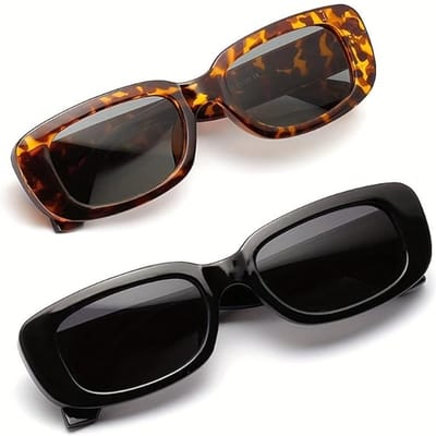 1/2 STUKS Retro Vierkante Rechthoekige Bril voor Dames Jaren '90 Stijl Plastic Accessoires gray