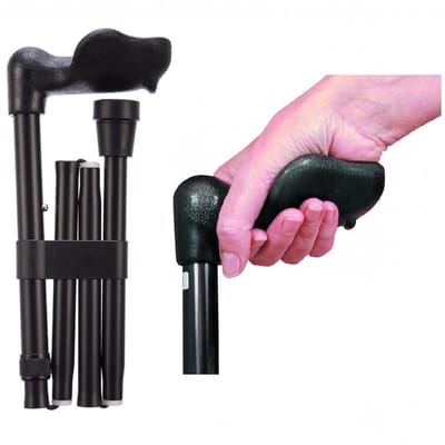 Walk-On opvouwbare wandelstok met anatomisch handvat - Links - Verstelbaar 84 -94 cm