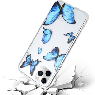 ShieldCase siliconen Hoesje geschikt voor Apple iPhone 12 Pro Max hoesje - Give Me Butterflies - Case met Vlinderpatroon - Vlinders Design Hoesje - Transparant / Blauw