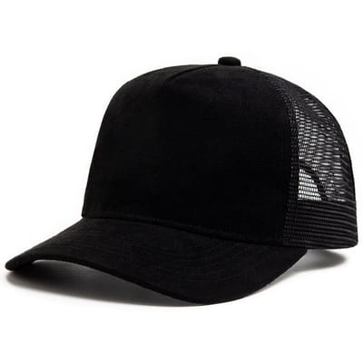Lente Zomer Suede 5 Panel Mesh Baseballpet Grote Hoofd Unisex Truckerpet Mannen En Vrouwen Sport Snapback Petten Vrije Tijd Gorros 54-61CM black