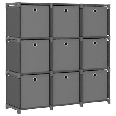 vidaXL - Kast - met - 9 - vakken - met - boxen - 103x30x107,5 - cm - stof - grijs