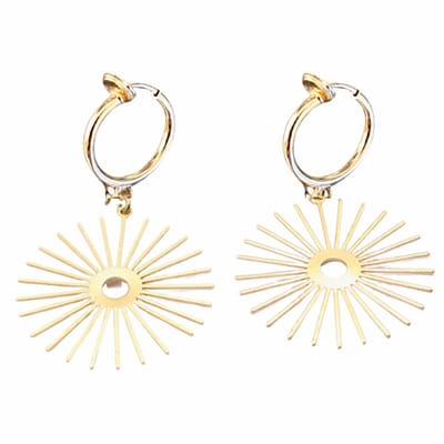 Klem oorbellen -Goudkleurig-Zon-Metaal- geen gaatje- Charme Bijoux