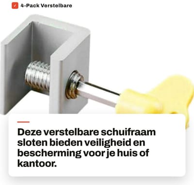 Dailygoods - 4-Pack Verstelbare Schuifraam Sloten voor Vensters en Deuren