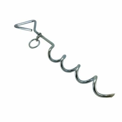 Aanlegspiraal - Grondpen Hond en Huisdieren - Aanlegpen - Voor Hondenlijn - Met Ring - Zilver - RVS - 41 cm