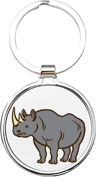 Akyol - Neushoorn Sleutelhanger - neushoorn - dierenliefhebbers - Dierentuindieren - rhino - Badak - safari - witte neushoorn - grijze neushoorn - Afrikaanse neushoorn - zoogdieren - dieren - hoefdier - 4 x 7,5 CM