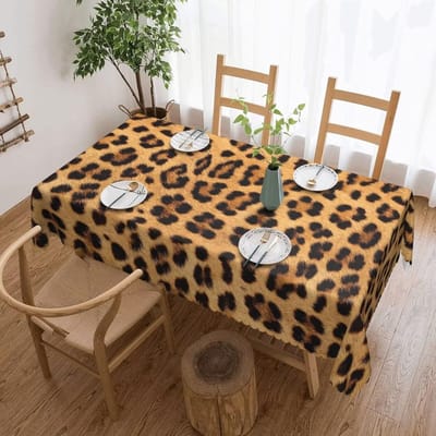 Rechthoekige Tafelkleed met Luipaardprint voor Tafeldecoratie Zwart Bruin Cheetah Afrikaanse Safari Wild Dierenbont Tafelkleed Huisdecoratie 90x140cm