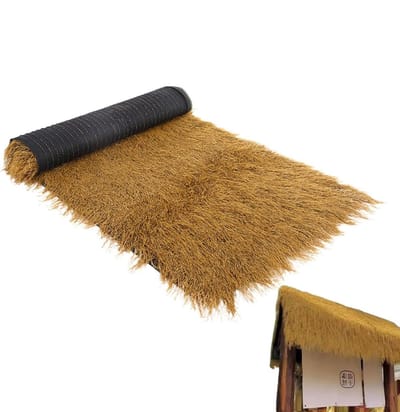 Synthetisch Stro - Kunstgras Rol - Decoratie Buitenruimte - UV-bestendig Rotvrij - 100 x 10 cm - Natuurlijk