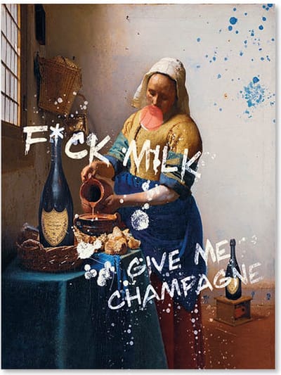 Schilderij Woonkamer - Het Melkmeisje F*ck Milk - Plexiglas - 60 x 90 cm