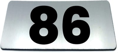 Nummerplaatje 86 - 80 x 50 x 1,6 mm - RVS-look geborsteld - Incl. 3M-tape | Nummerbordje - Deur en kamernummer - brievenbusnummers - Gratis verzending - 5 jaar garantie | Gratis Verzending