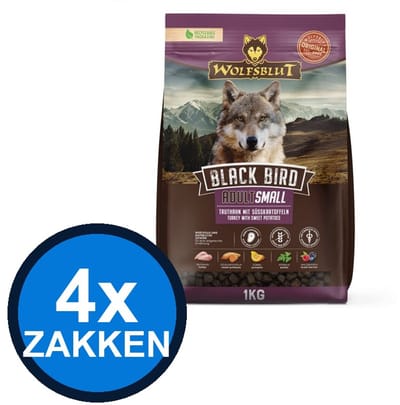 4x Wolfsblut - Adult Black Bird Small Breed - Hondenvoer Droogvoer - 1 kg