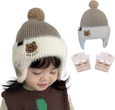 Wintermutsen Set voor Baby's - Multifunctionele Thermische Balaclava met Handschoenen voor Jongens en Meisjes, Warm en Comfortabel voor de Koude Maanden