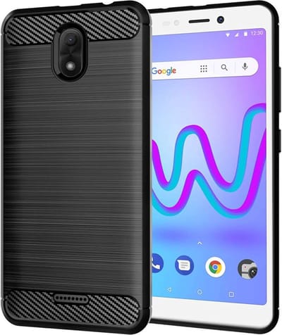 ebestStar - Hoes geschikt voor Wiko Jerry 3, TPU Bescherming Cover, Koolstof Design Hoesje, Zwart
