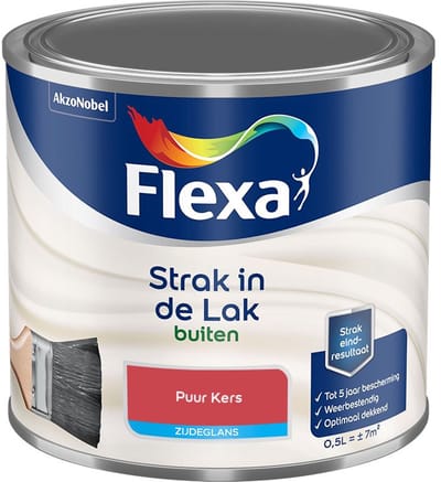 Flexa - Strak In De Lak Buitenlak Zijdeglans - Puur Kers - Mengverf - 500 Ml