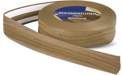 DQ-PP ZACHTE PLINT - 5 m - Noot - 32 x 23 mm - PVC - zelfklevend - knikhoek plinten rubberen strip plint hoekprofiel afsluitstrip vloerlijst
