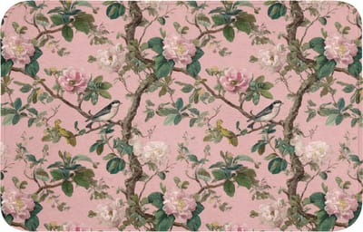Badmat 80x50 cm - Antislip - Pioenrozen - Botanisch - Vogel - Badmatten voor badkamer - Badkamermat - Douchemat - Badkamer mat