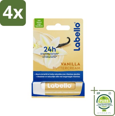 Labello Lippenbalsem Vanilla Buttercream 4.8 gr - Voordeelverpakking - 4 stuks - Lippenbalsem - Vanille