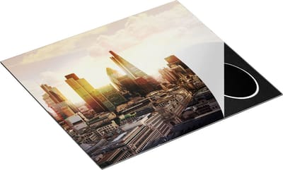 Chefcare Inductie Beschermer Londen bij Zonsondergang in een Moderne Wijk - 60x50 cm - Afdekplaat Inductie - Kookplaat Beschermer - Inductie Mat