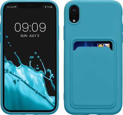 kwmobile telefoonhoesje geschikt voor Apple iPhone XR - Hoesje met pasjeshouder - TPU case in mat lichtblauw