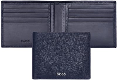 HUGO BOSS Leren Kaarthoes Classic Grained Card Case Dark Blue Donkerblauw