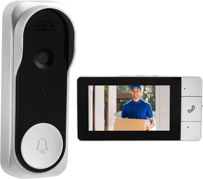 Draadloze Deurbel met Camera – Buiten Videofoon – IP65 Waterdichte Videodeurbel 1080p met 4,3" Scherm – 360° HD Kijkhoek – Tweerichtingsaudio – Nachtzicht – Zonder App – Zonder WiFi