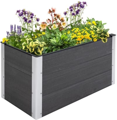 Luxe Plantenbak - Verhoogde Bloembak zonder Bodem - Tuinbed - Kweekbak - Moestuinbak - Weerbestendig - voor Buiten, Terras, Tuin & Balkon - voor Groenten, Bloemen & Kruiden - 100 x 50 x 55,5 cm - Grijs