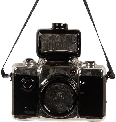 Clayre & Eef Kersthanger Fotocamera 9x5x9 cm Zilverkleurig Glas