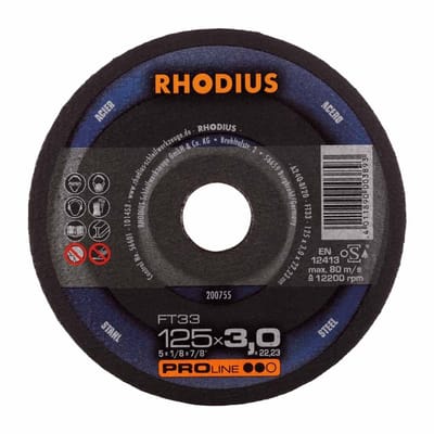 Rhodius 200755 PROline ll FT33 Doorslijpschijf - 125 x 22,23 x 3mm - Staal