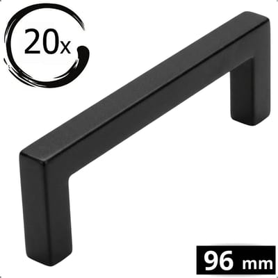 Handgreep Zwart RVS 96 MM - 20 Stuks handgrepen - handgrepen keukenkastjes - Inclusief schroeven